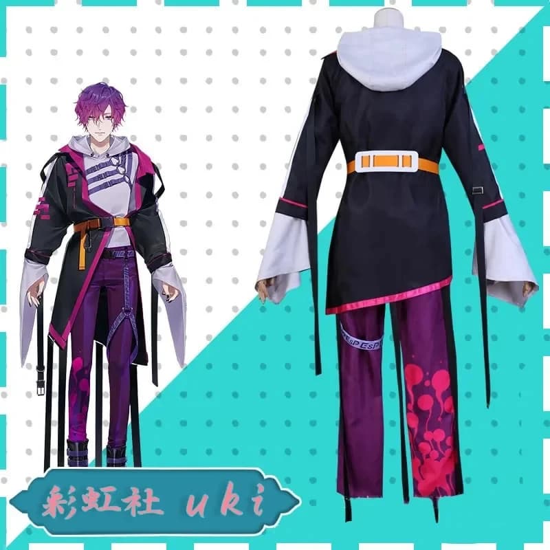 5;e,8\v,5/YouTuber VTuber NIJISANJI Noctyx Uki Violeta Cosplay Costume Wig Anime Outfit Hallowen Carnival Party Man f,5'h\8/m'