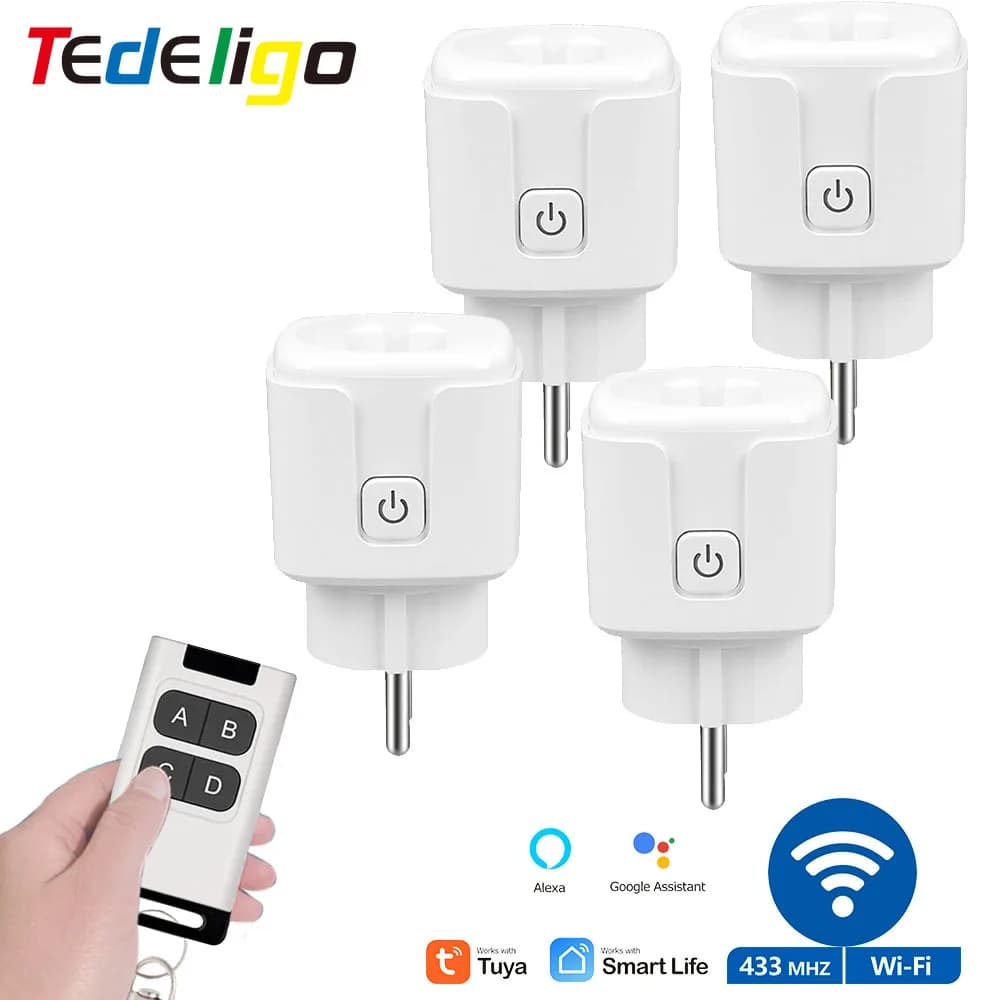 Presa Smart WiFi Rf con monitor di alimentazione, interruttore di controllo remoto wireless Tuya AC 110V 220V 16A 3000W funziona con Alexa Google
