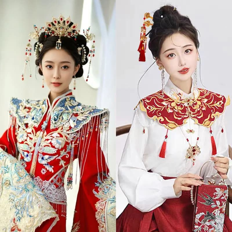 Chinese Style Phoenix Tassel Step Shaking Hairpin Hair Stick Traditional Wedding Bride Hair Crown Women's Hanfu Hair Accessories
