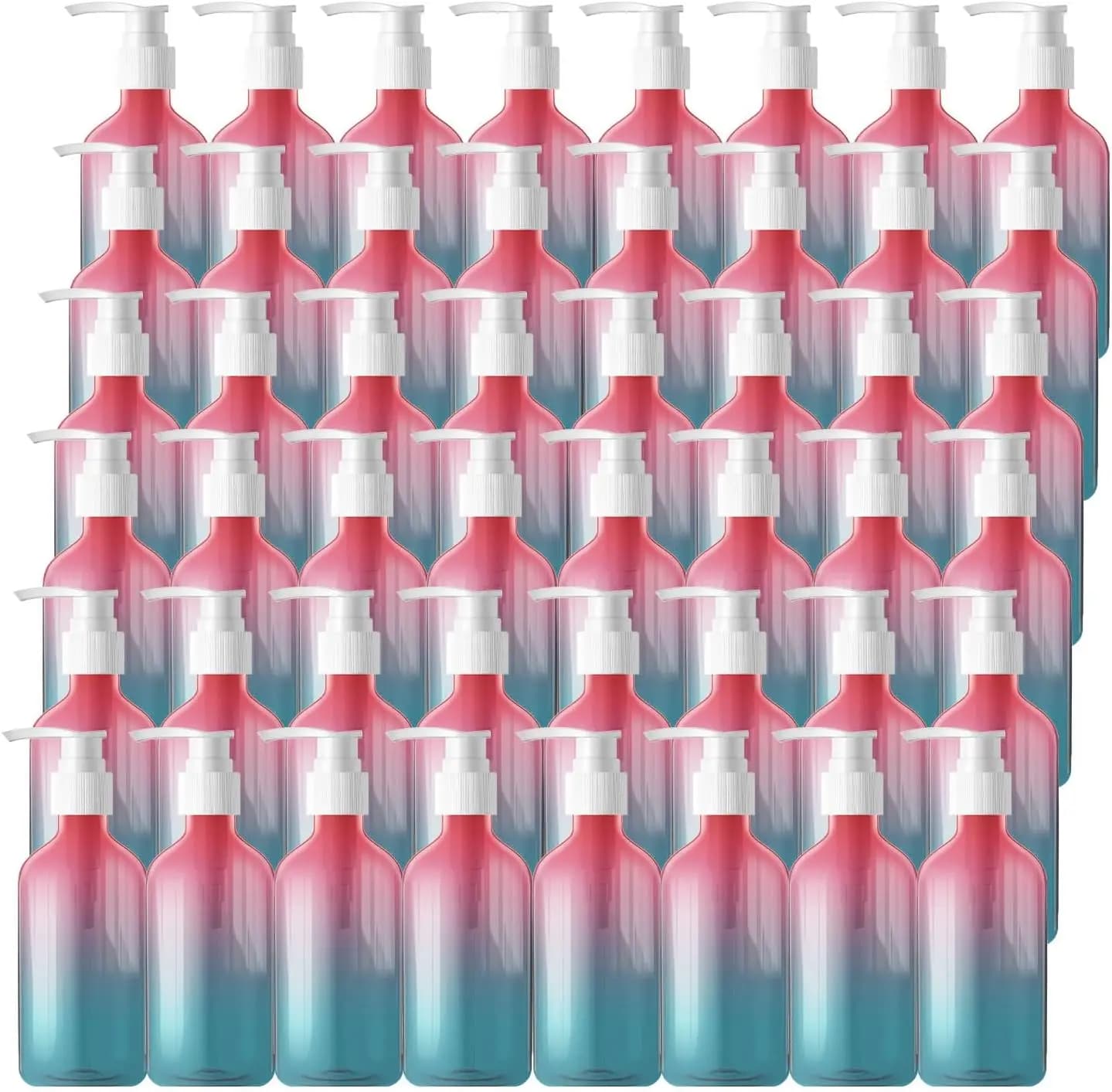 Set di 48 Flaconi con Pompa Sfumati Trasparenti, Dispenser Ricaricabili da 250 ml per Lozioni, Shampoo, Sapone, Olio, Crema da Viaggio