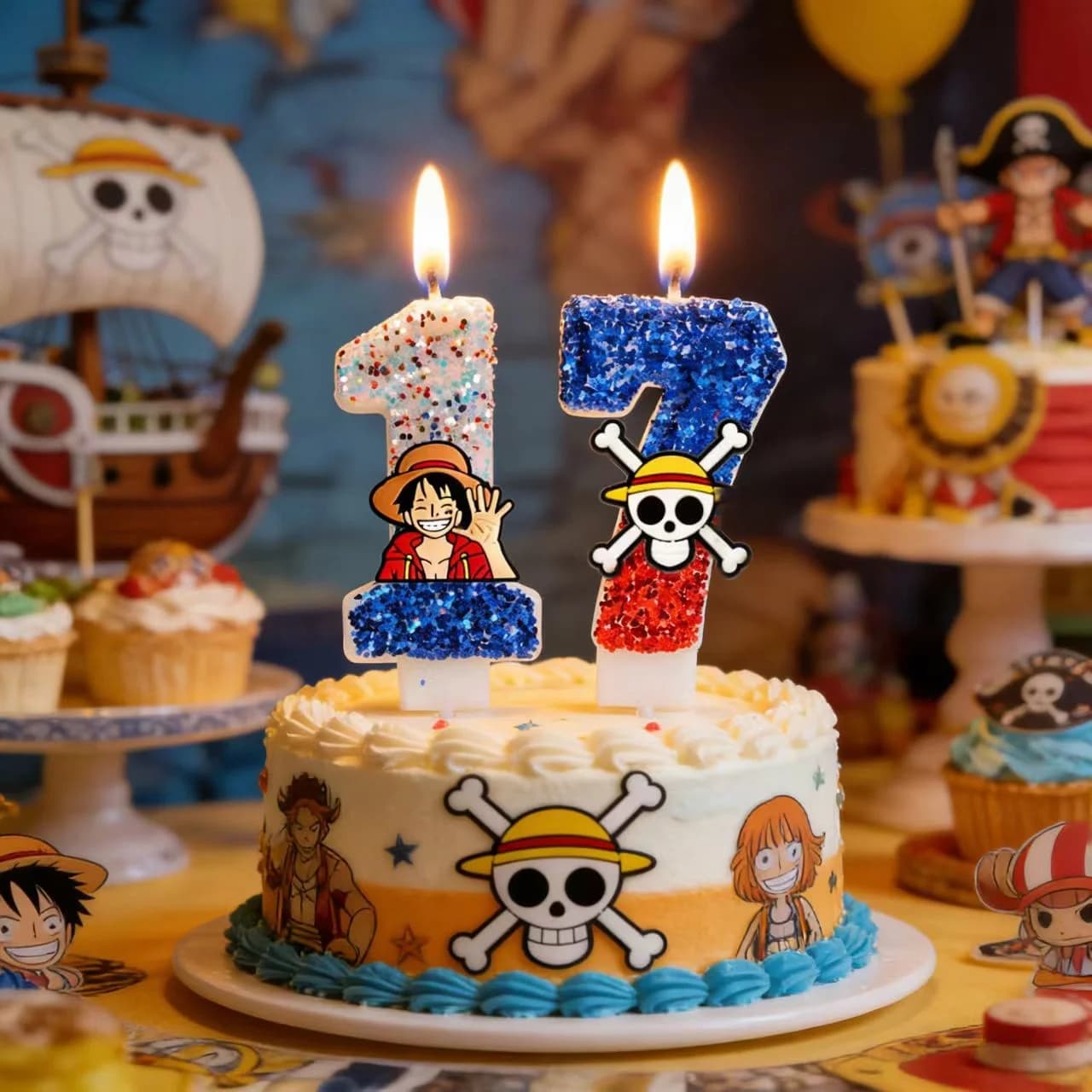 One Piece Luffy Theme Candle Number 0-9, Birthday Cake Decorations, Luffy Cake Topper, Baby Shower Gift