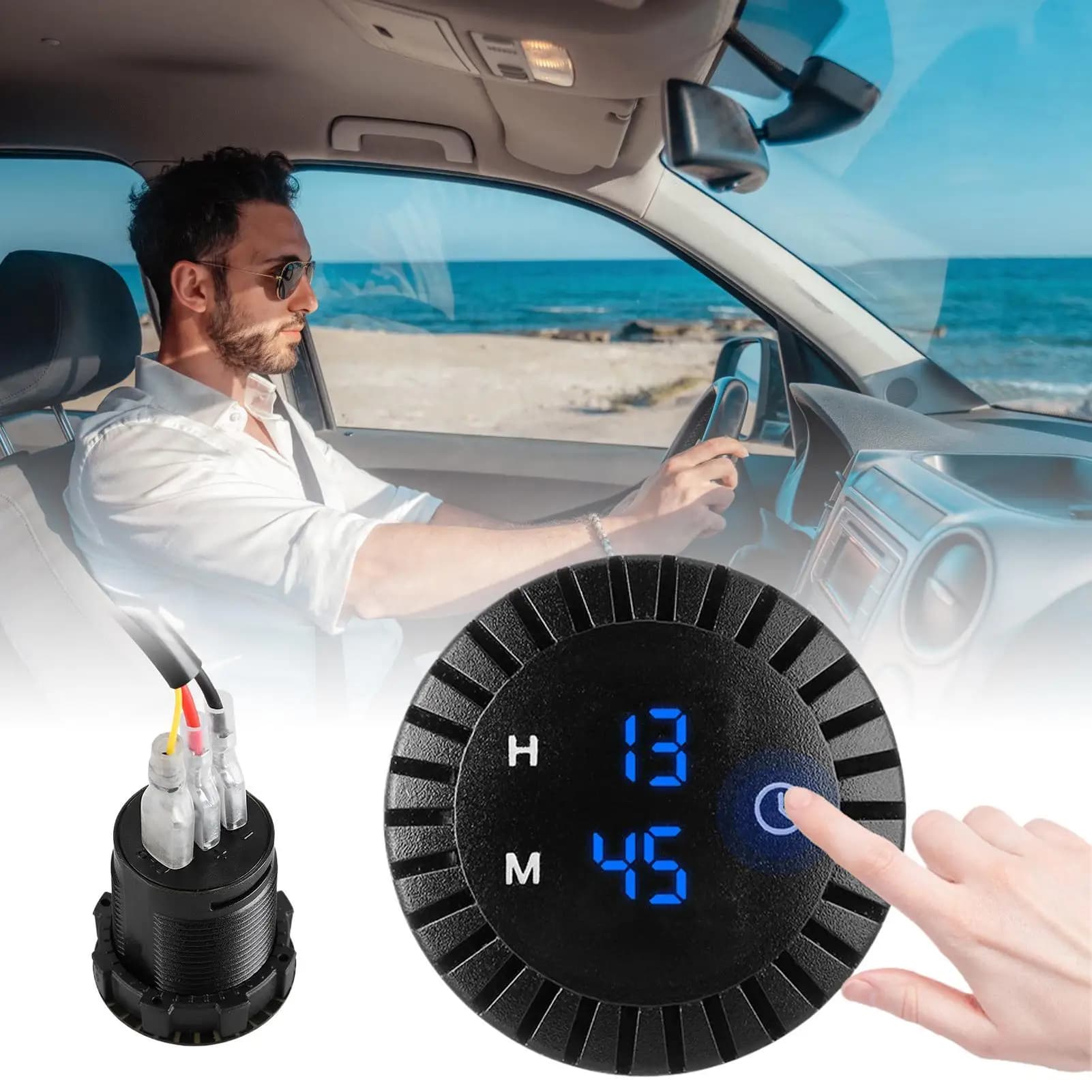 Mini Boat Clock Waterproof 12V 24V Electronic Watch Motorbike Mount Digital Clock For Men Women Drivers Owners Commuting Urban