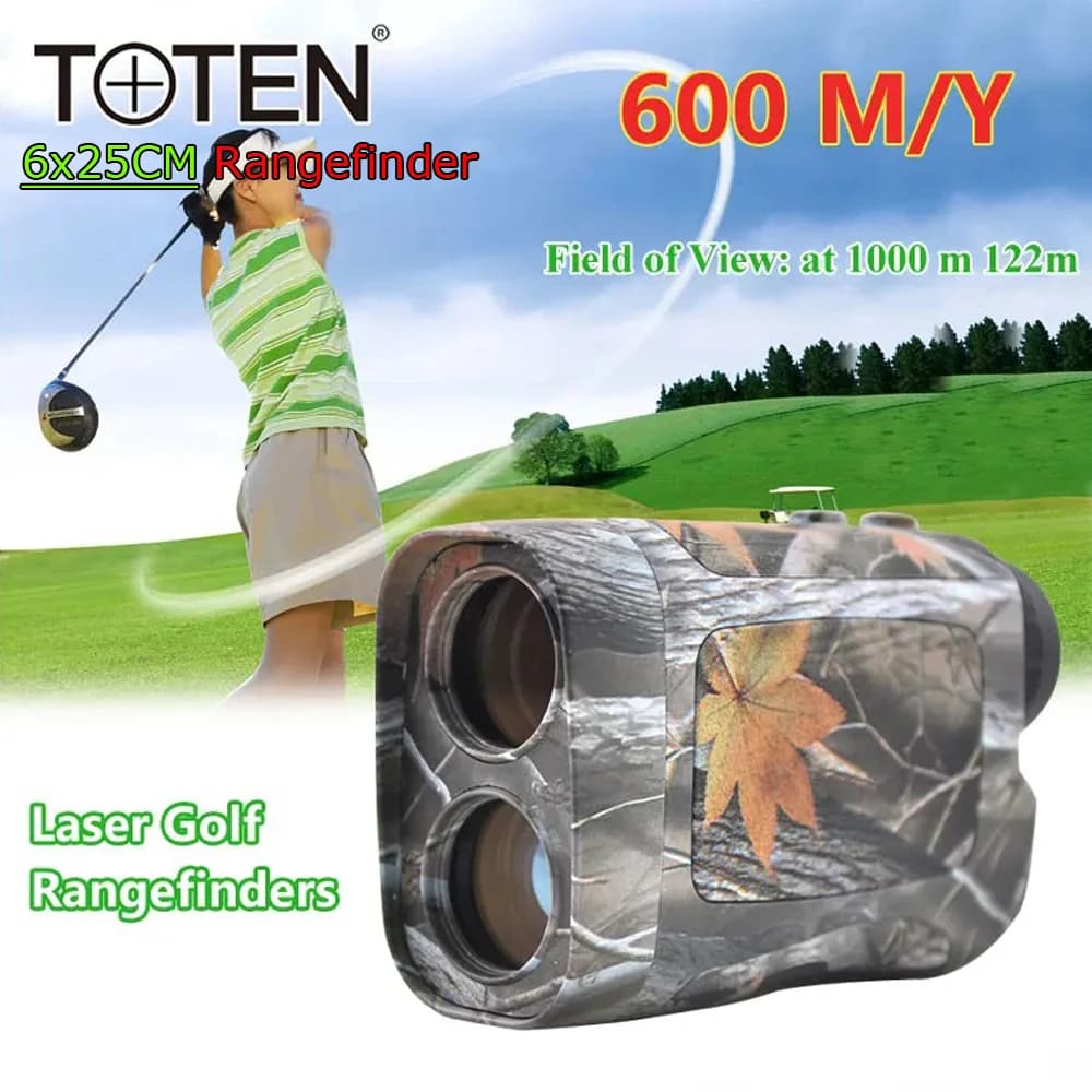 Telemetro Laser Portatile Toten 6x25 per Golf, FMC 600M 660Yds, Telescopio per Misurazione Distanza con Blocco Bandiera per Caccia e Rilevamento