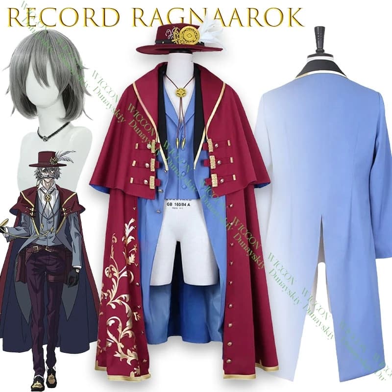 Jack The Ripper Costume Cosplay Mantle Blue Hat Custom Size Records by Ragnarok Halloween Party Outfit