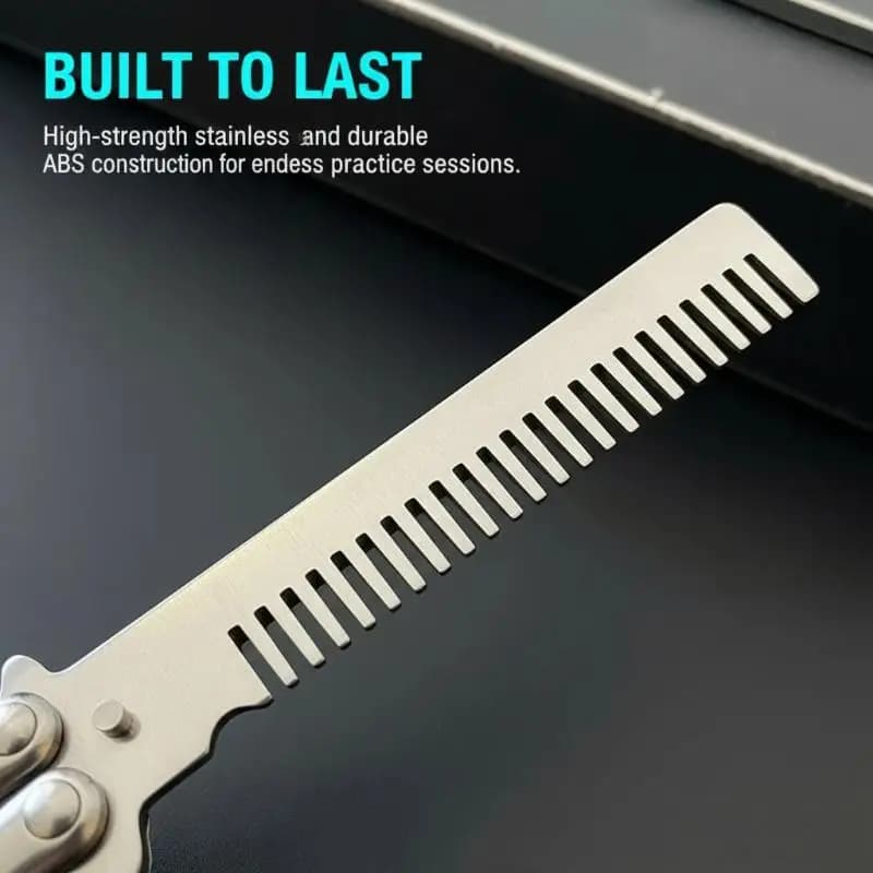 Folding Butterfly Knife Comb Stainless Steel Practice Trainer for Safe Trick Flipping Hair Care Styling Learning