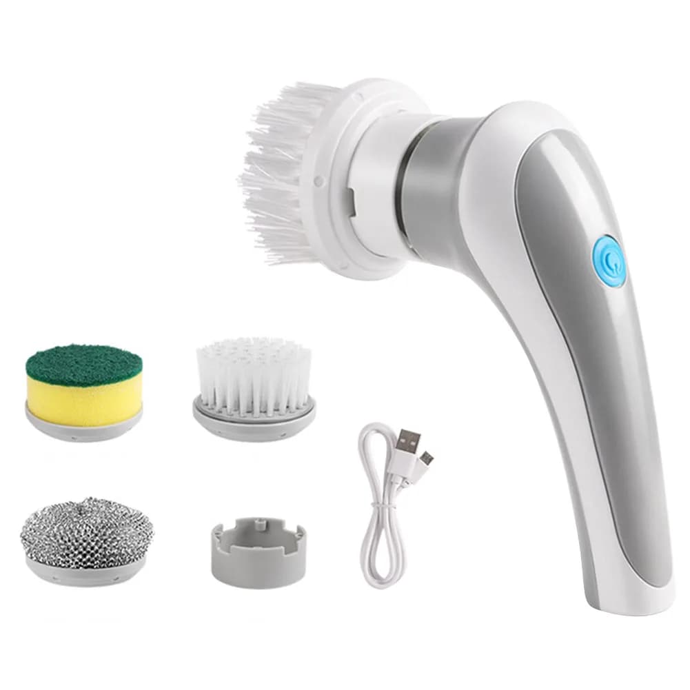 Spazzola per pulizia portatile Pulitore per spazzole elettriche con rotazione a 360 gradi 3 testine sostituibili Detergente per cucina e bagno