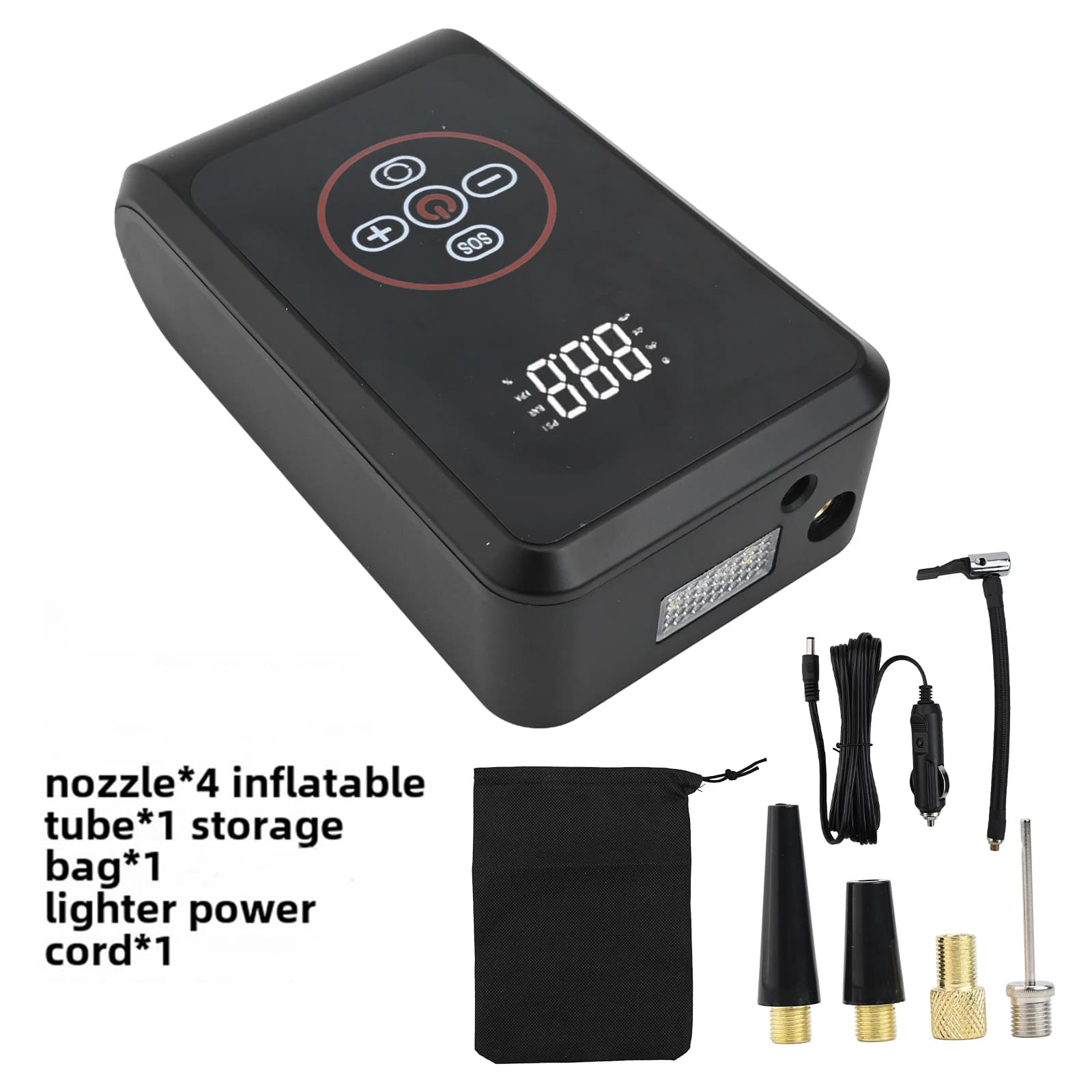 Compressore d'Aria Digitale Wireless 120W per Auto e Biciclette, Pompa Compatta con Luce LED e Modalità di Gonfiaggio Multiple per Facile Utilizzo