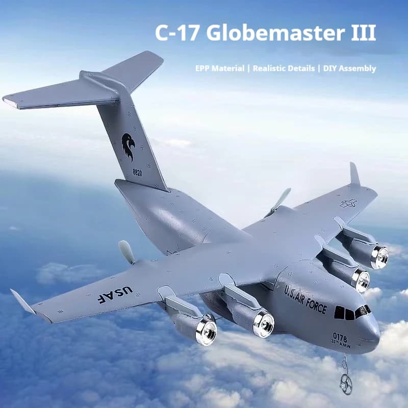 QF005 C-17 Globemaster III RC Aereo EPP Schiuma Aliante da trasporto militare con telecomando 2.4G Modello ad ala fissa