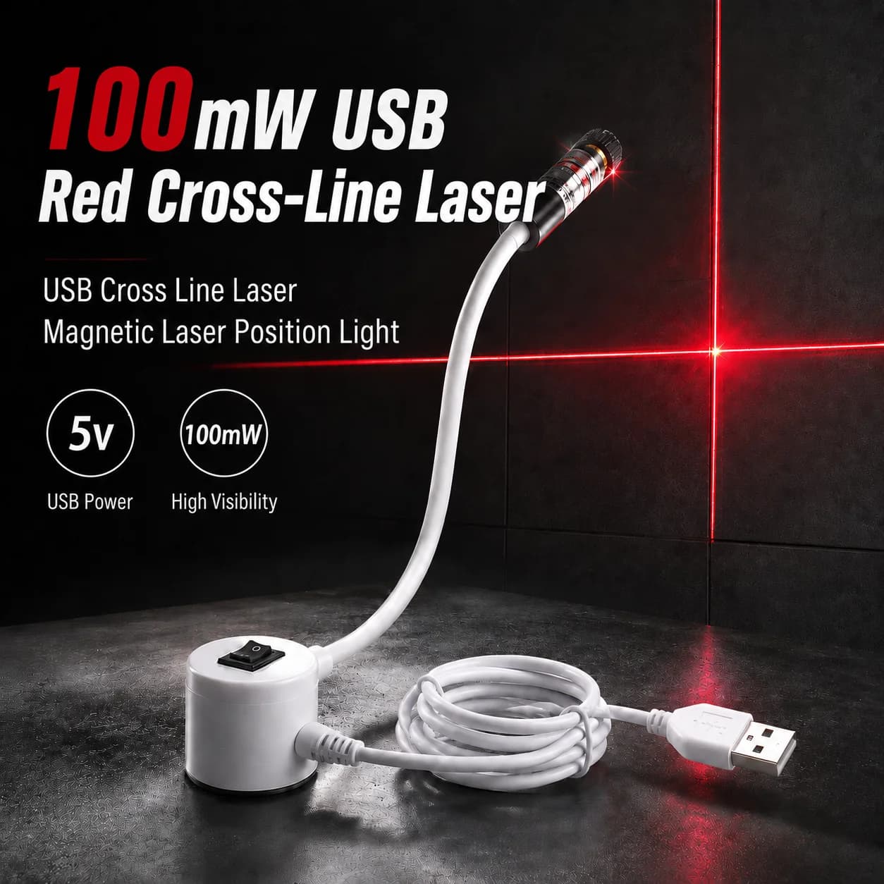 Taglio della lampada di posizionamento per cucire con luce Laser rossa alimentata tramite USB con Base magnetica linea DC5V/croce per accessori per macchine da cucire