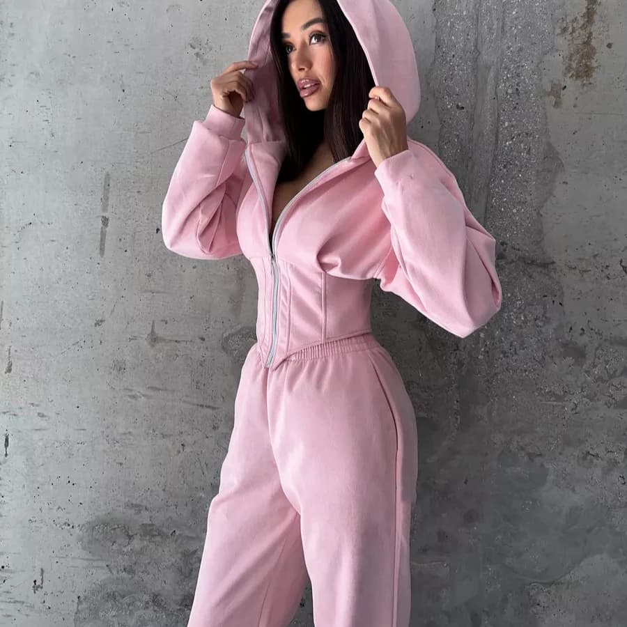 Felpe con cappuccio Set da due pezzi Set di pantaloni da donna Tuta sportiva Jogger Y2k Felpe Autunno Elastico in vita Pantaloni streetwear Set coordinati