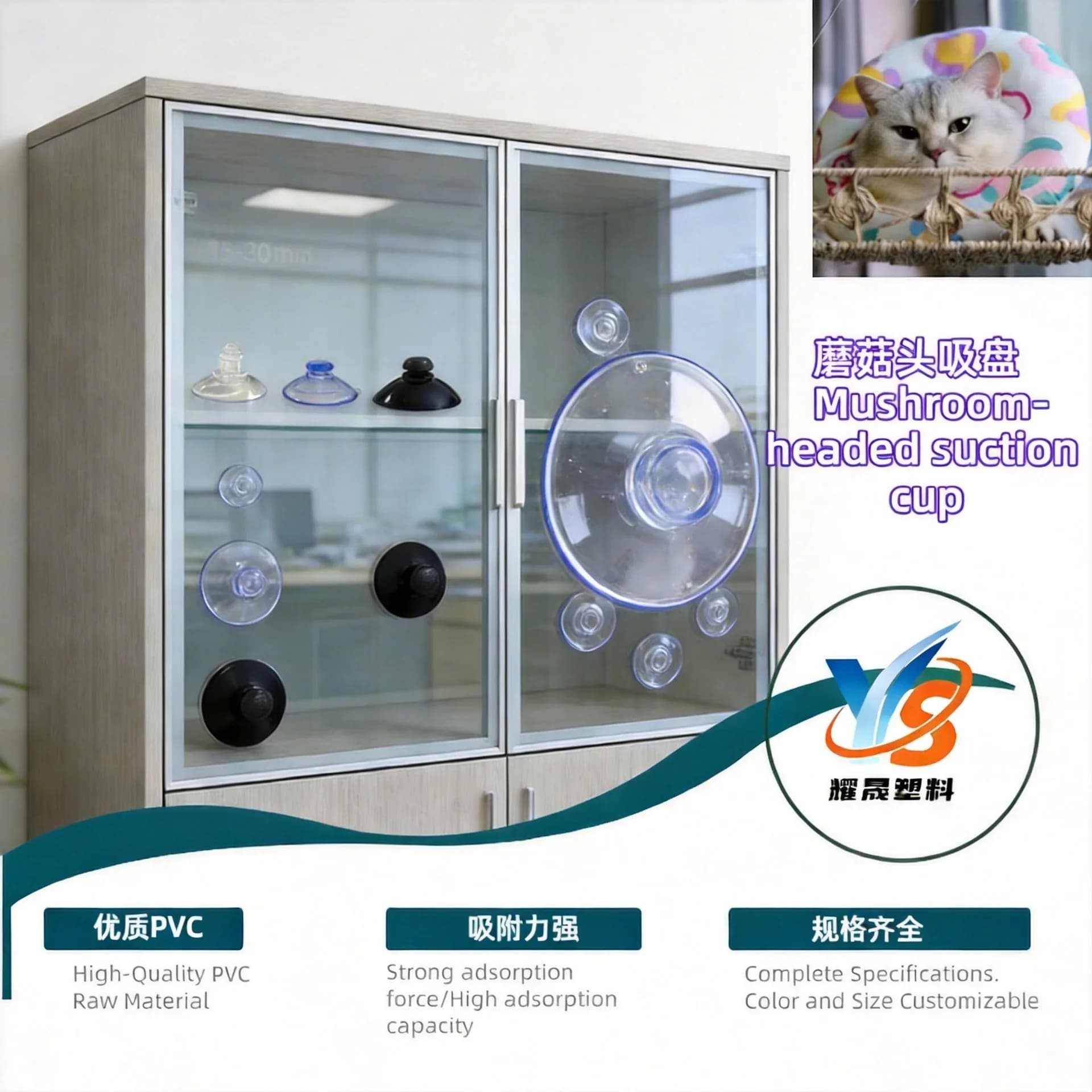 Set di 6 Ganci a Ventosa Trasparenti con Ganci in Acciaio Inox, Riutilizzabili per Cucina, Bagno e Finestre