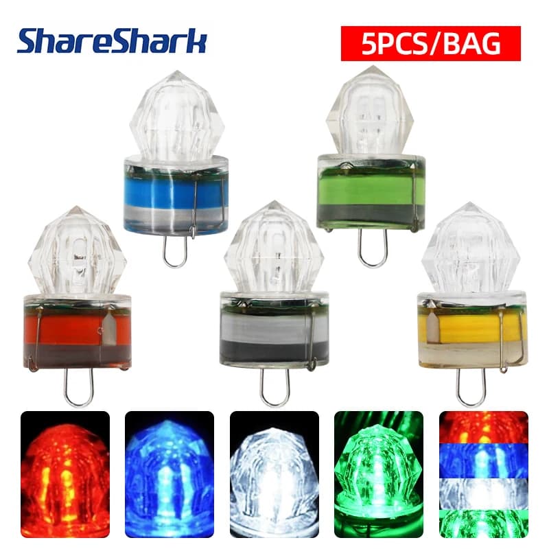 ShareShark 5 pezzi lampada da pesca a LED subacquea a forma di diamante luce flash che attira calamari esca da pesca attrezzatura da pesca
