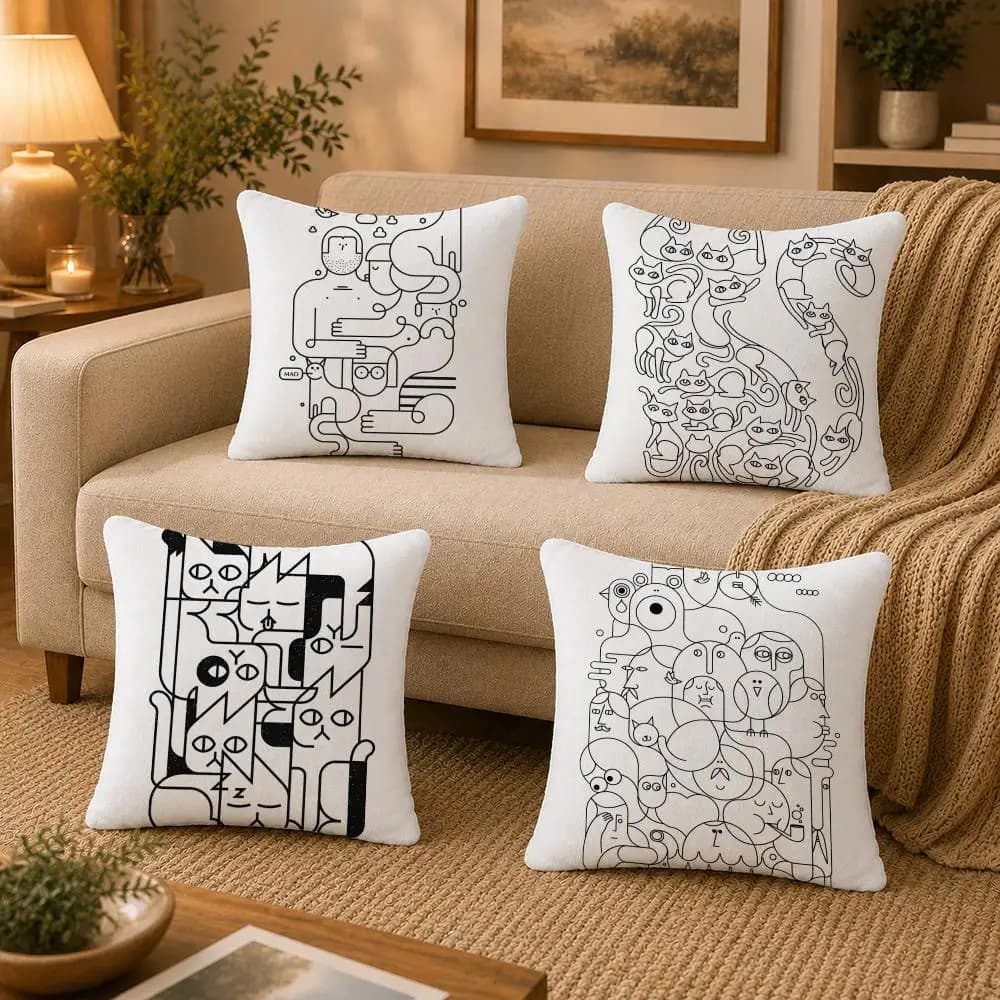 Artist J-Jonathan Calugi Cushion Cover Washable Soft Plush Cushion Cover Square Pillow Case for Sofa Couch Bed