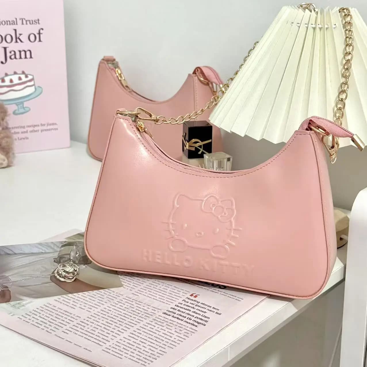 Nuova Borsa a Tracolla Hello Kitty Rosa Estiva Versatile per Donne, Borsa a Spalla Anime alla Moda per Ragazze, Organizer e Regalo