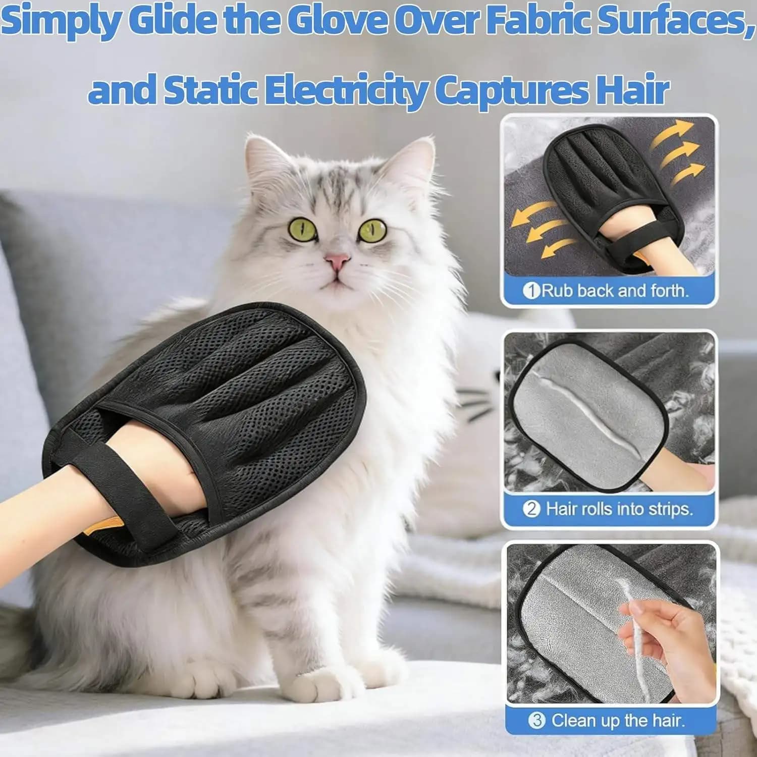 Portable Washable Pet Hair Remover Glove Efficient Clothes Fur Dehairing Glove Pet Cleaning Tool Reusable Pet Grooming Accessori