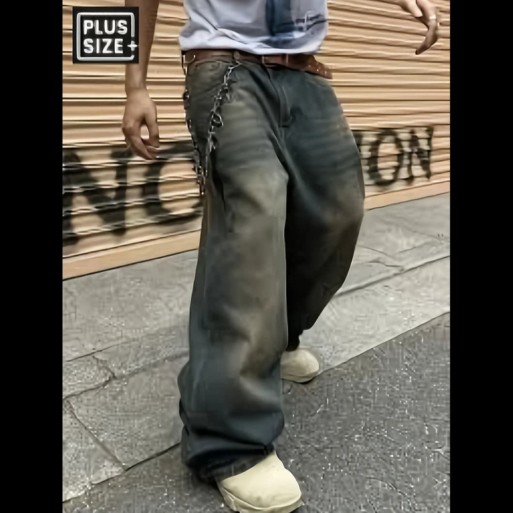Jeans Larghi da Uomo Plus Size 6XL 5XL 4XL, Nuova Moda Streetwear, Pantaloni a Gamba Larga Blu, Abbigliamento di Marca