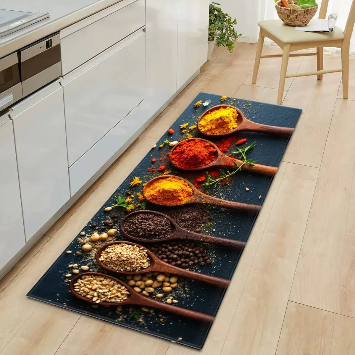 VIKAMA Nordic style water absorbent carpet with simple reason for kitchen, non-slip entrance carpet for living room, home decorations