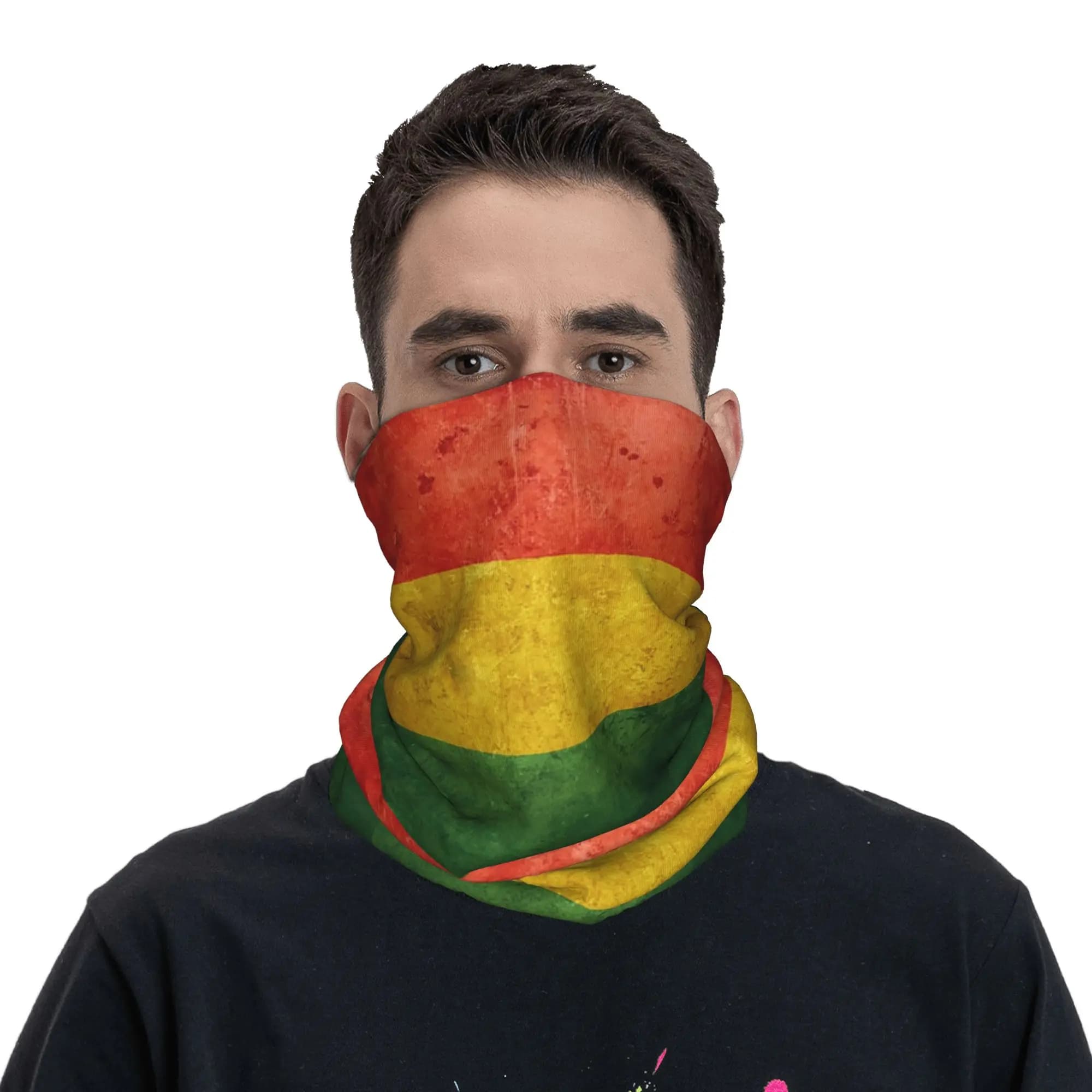 Bandana con bandiera rasta di Giuda effetto invecchiato, copricollo, maschera stampata, sciarpa, maschera per il viso, per equitazione, per uomo, donna, adulto, antivento
