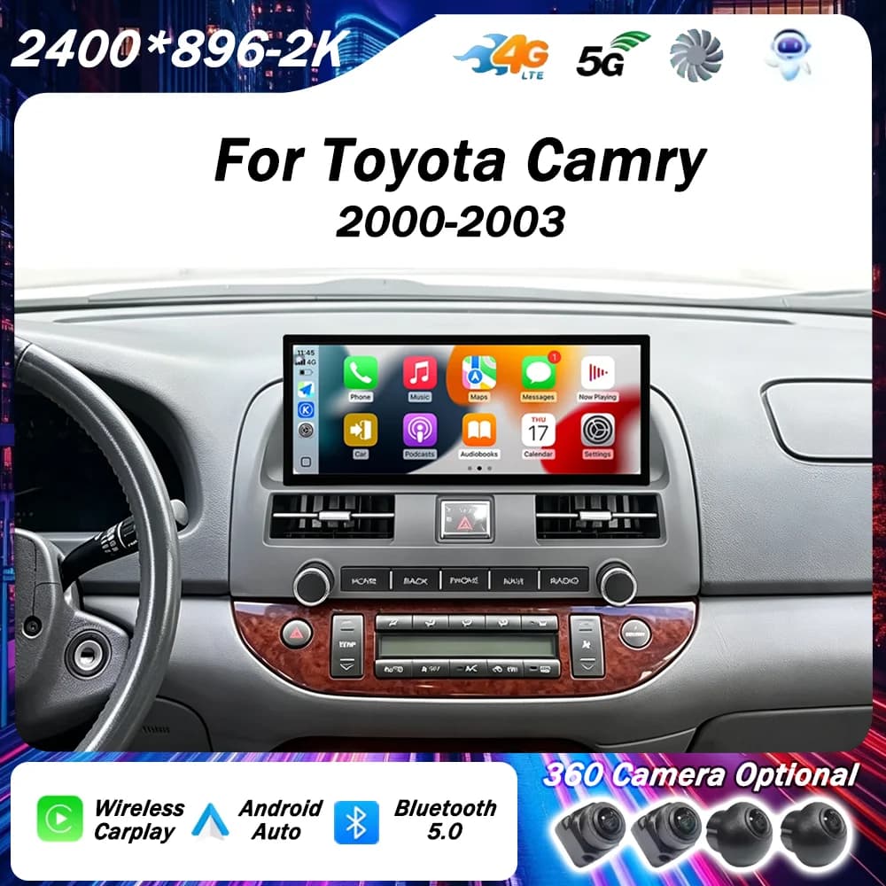 UIS7870/UIS7865 8Core 12.3" Android14 For Toyota Camry 2000-2003 Car Radio Video Multimedia Player WiFi GPS Navigation BT DSP