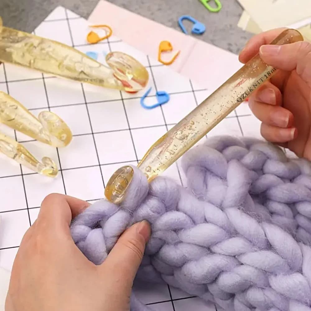 Set di uncinetti di grandi dimensioni in ABS, ferri da maglia per maglioni, adatti per lavori creativi con filati fai-da-te, coperte e artigianato.