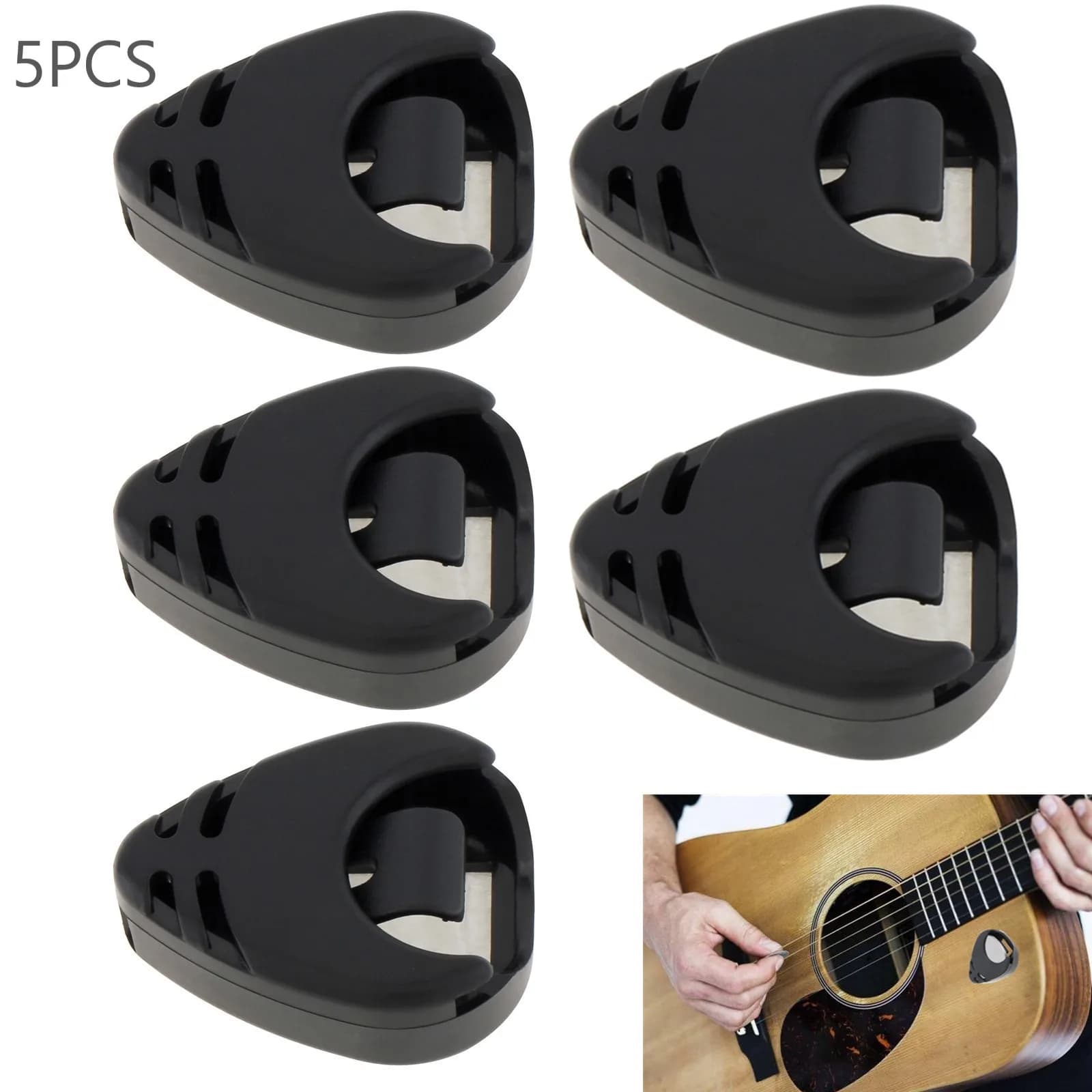 5 pezzi porta plettri per chitarra custodia per plettro per chitarra stick-on in plastica accessori per chitarra elettrica per basso ukulele