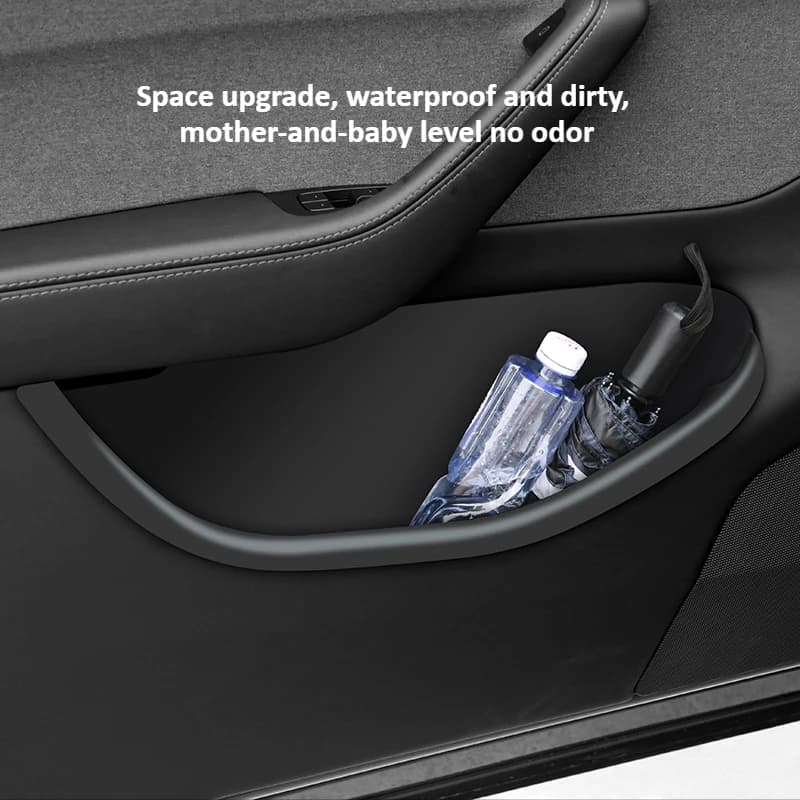 Scatola portaoggetti laterale per porta con maniglia di emergenza per Tesla Model Y Juniper 2025 TPE Slot per porta Tappetino Vassoio Organizer Accessori di copertura