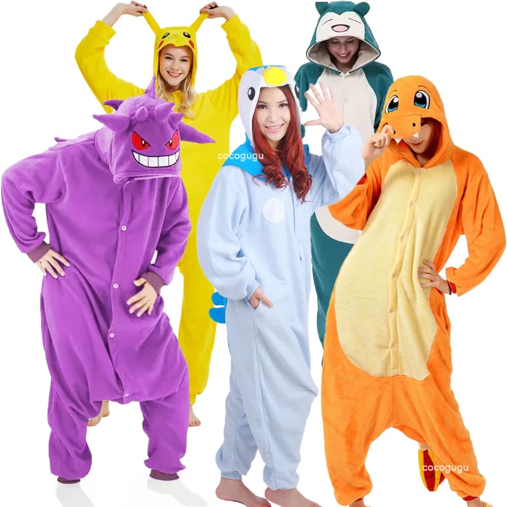 Pokemon Costume Cosplay Uomo Donna Kigurumis Anime Tutina Hallween Carnevale Party Outfit Gengar Pikachu Tuta divertente