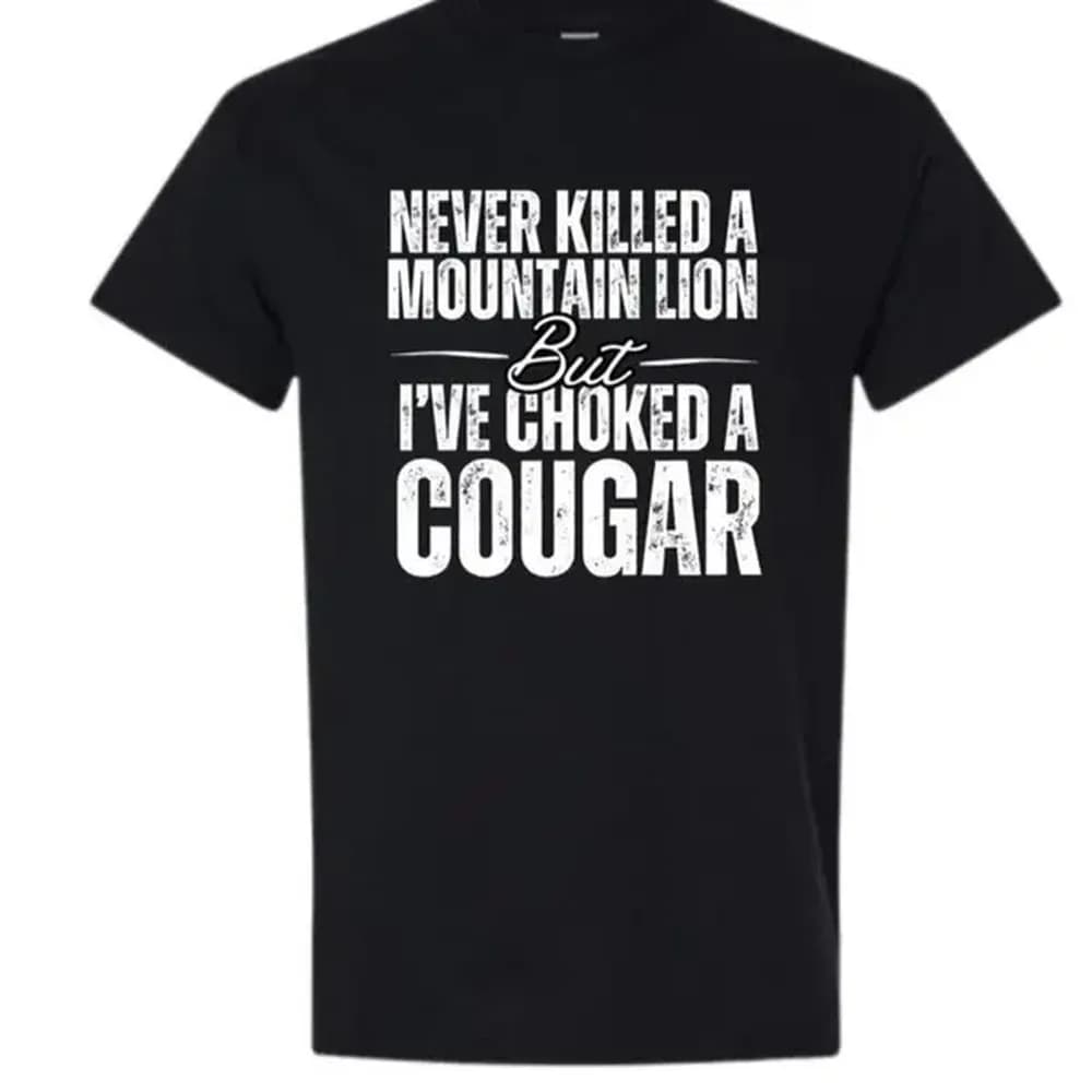 100% Cotton Cougar Shirt By Gildan Soft Style Tee - Bigthree Apparel - Black - White Graphic Design For Men And Women - Top, Womenswear Tshirt Golf Gift T-Shirt For Men And Women