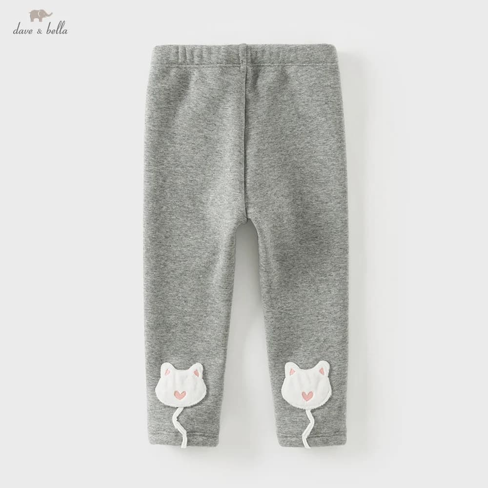 Dave Bella Children Leggings Autumn Winter Baby Thick Pants Girls Cotton Velvet Trousers Casual Elastic Pants Outdoor DB4242594