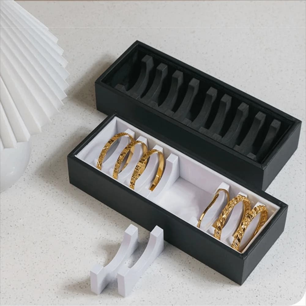 10/40 Slots Bracelet Storage Tray No Lid Rectangle Shape Bangle Holder Stackable Flat Bottom Jewelry Display Box