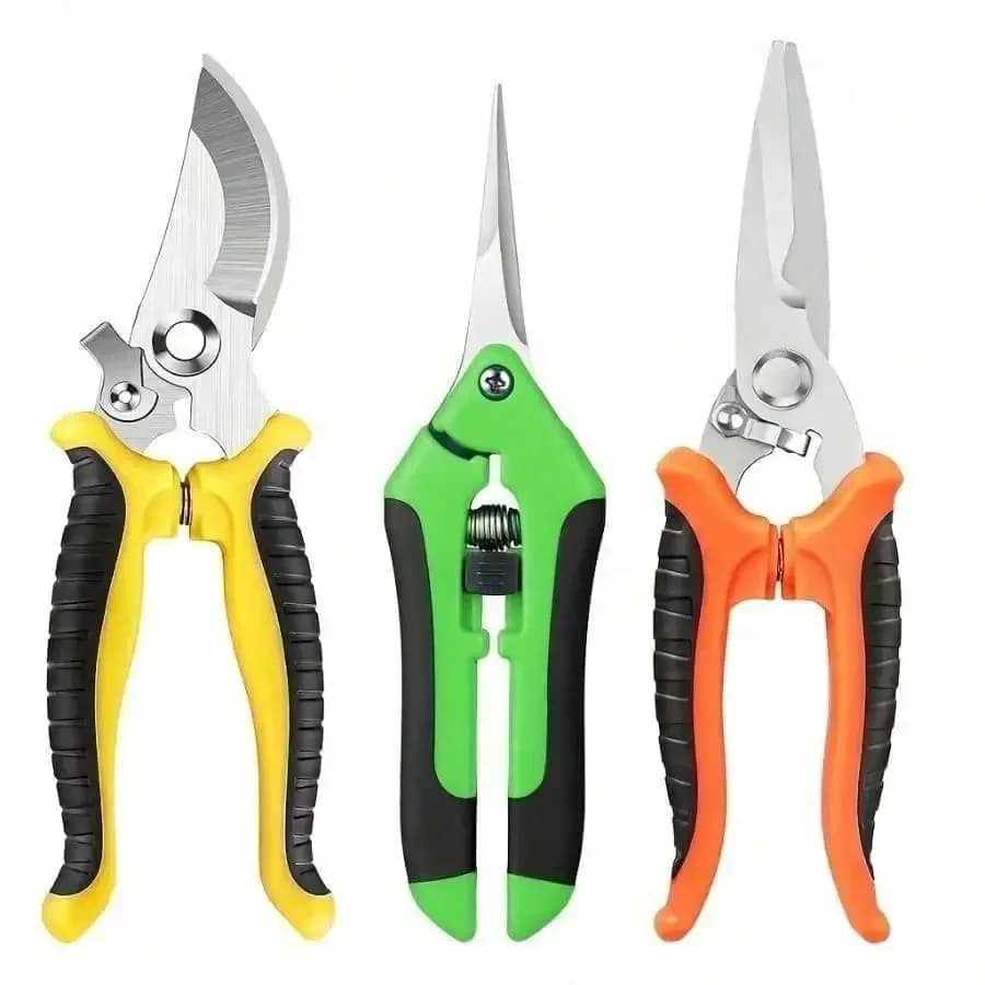 2026 3 Pack Garden Pruning Shears, Stainless Steel Gardening Scissors Set With Storage Bag - Sharp Handheld Pruners For Plants, Flowers, Branches - Ergonomic Garden Clippers & Tools