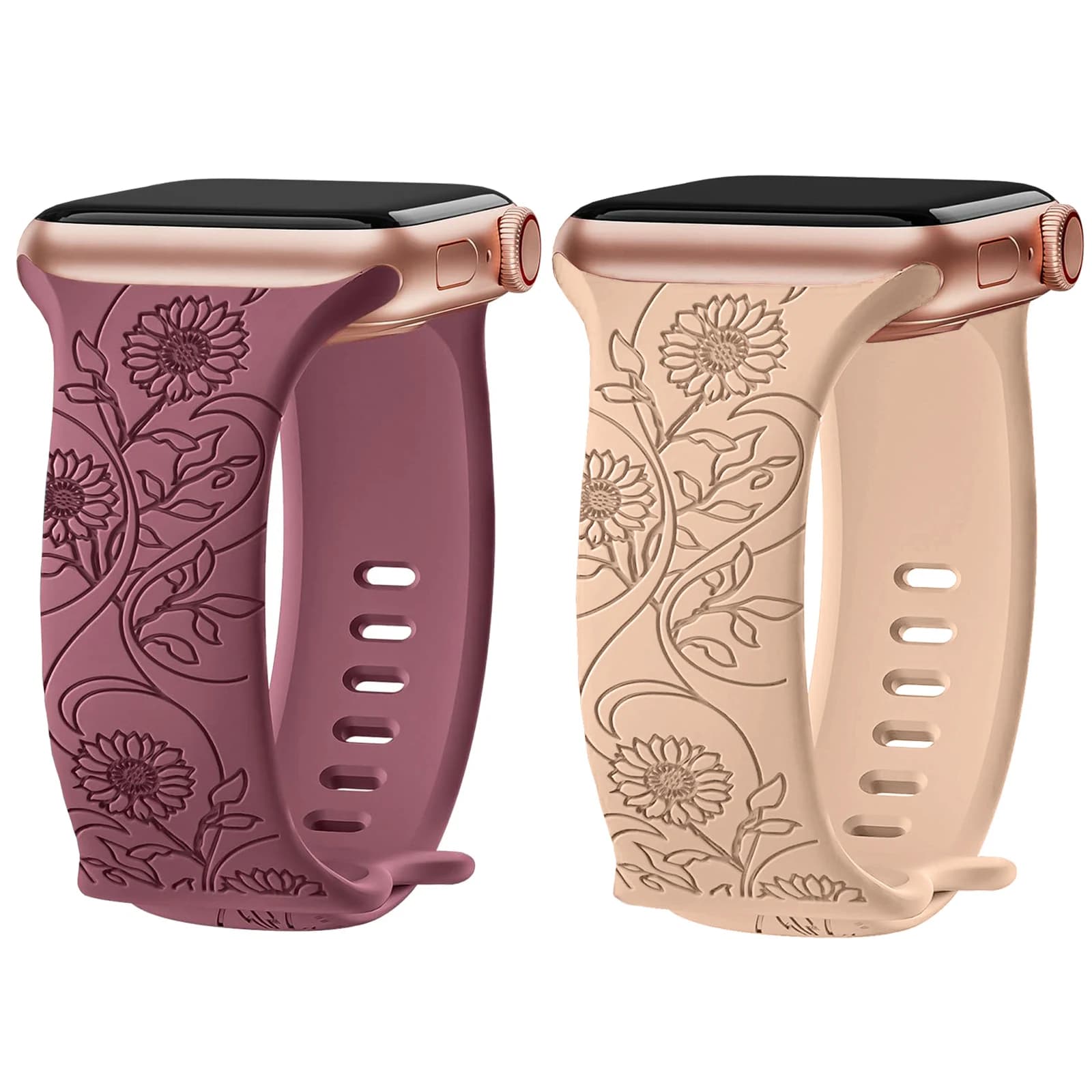 Cinturino inciso floreale per cinturino Apple Watch 40mm 44mm 41mm 49mm 45mm 38mm 42mm braccialetto in silicone serie iwatch 9 7 se 6 8 ultra 2