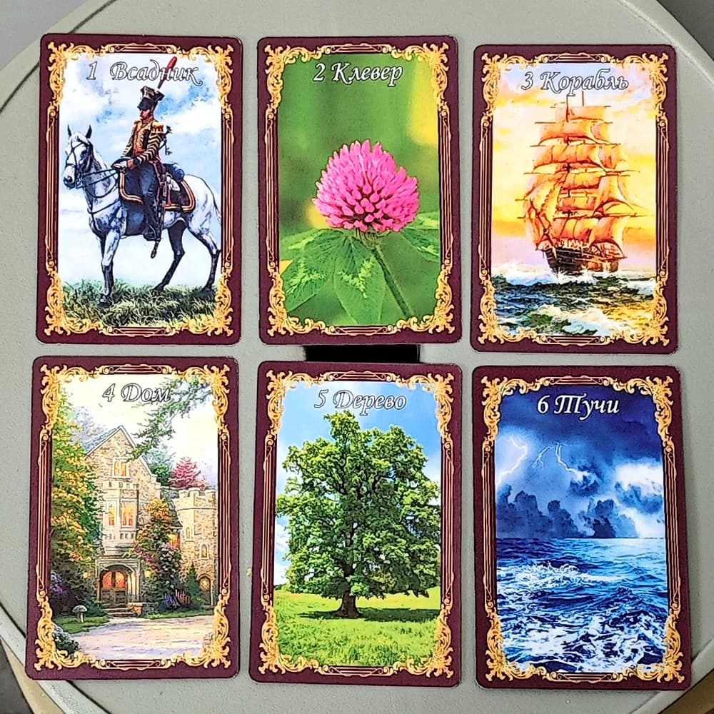 Mazzo Lenormand classico realistico in lingua russa da 9 * 6 cm, 40 carte Lenormand classiche medievali