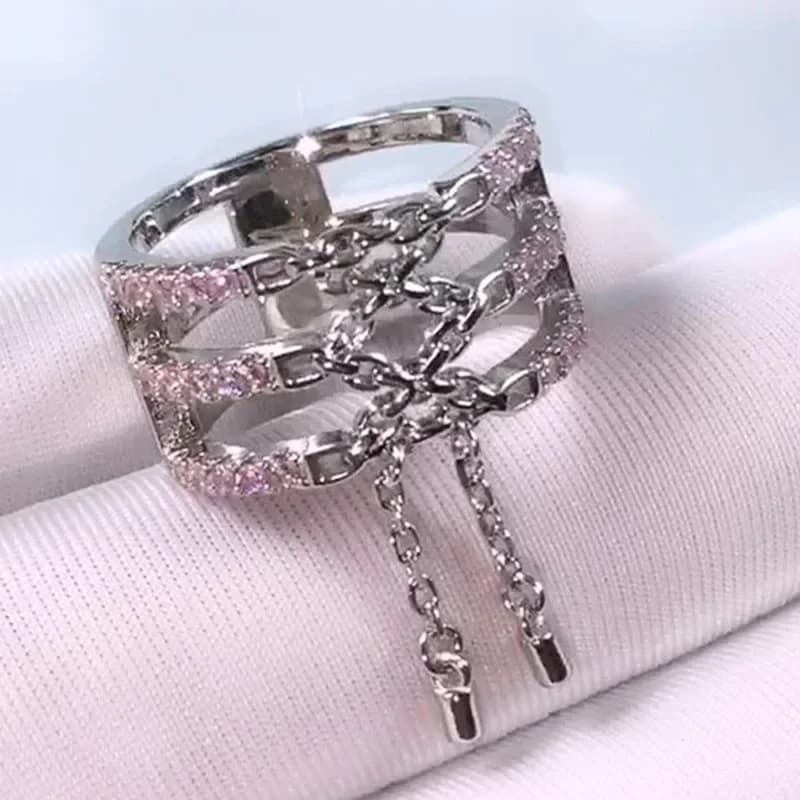 2026 New European and American Style Luxury Chain Ring, Fashionable Three-layer Diamond Light Imitation Tassel Wholesale