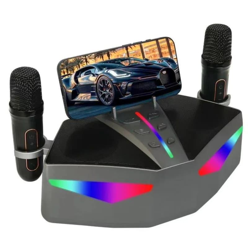 Altoparlante Bluetooth wireless per macchina karaoke da tavolo domestico con doppio microfono wireless Luci colorate RGB che supportano la scheda USB/TF