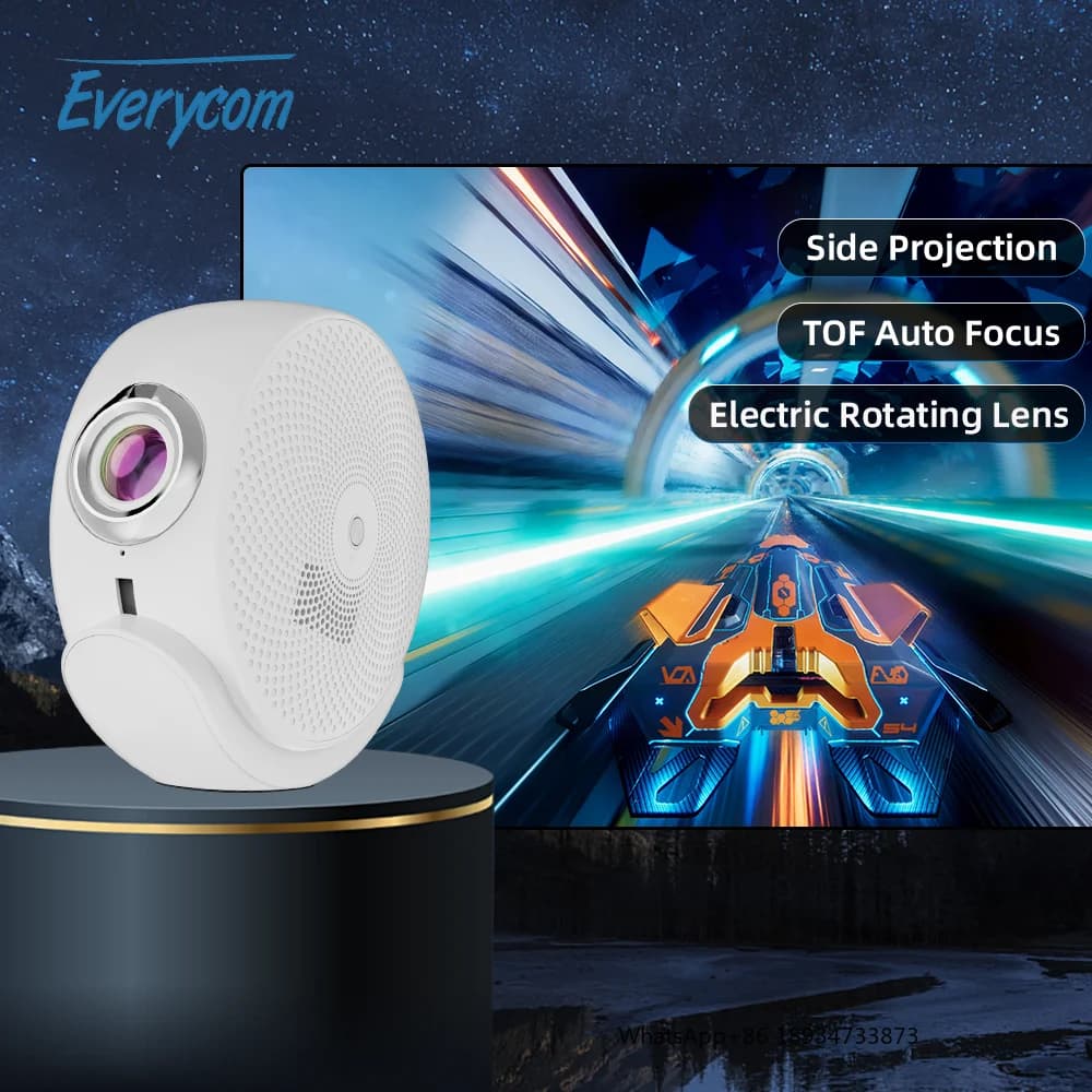 Proiettore 1080P Schermo a specchio con lente rotante 4K Videoproiettore Android 4K 1080P Proiettore Everycom Rondo Projecteur 4K