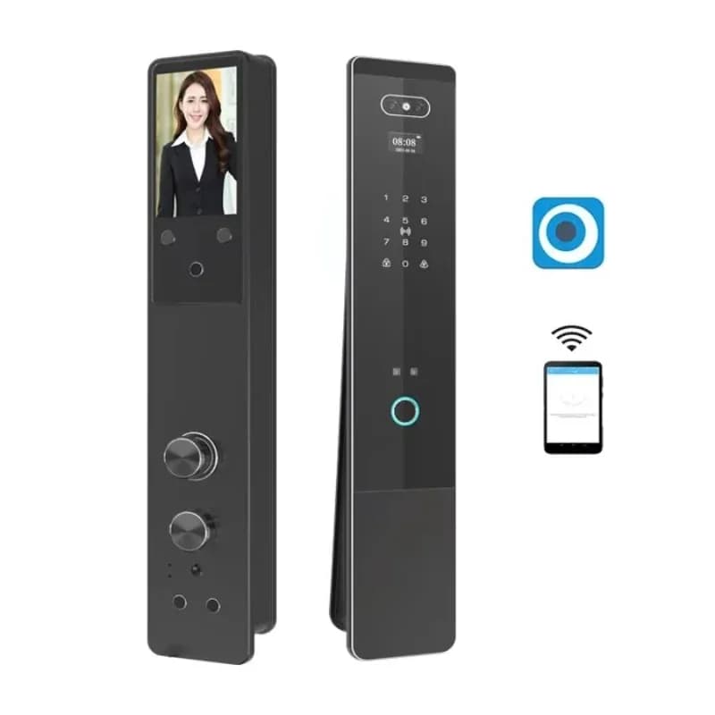 Serratura smart per porta con riconoscimento facciale automatico MN03, impronta digitale e telecamera
