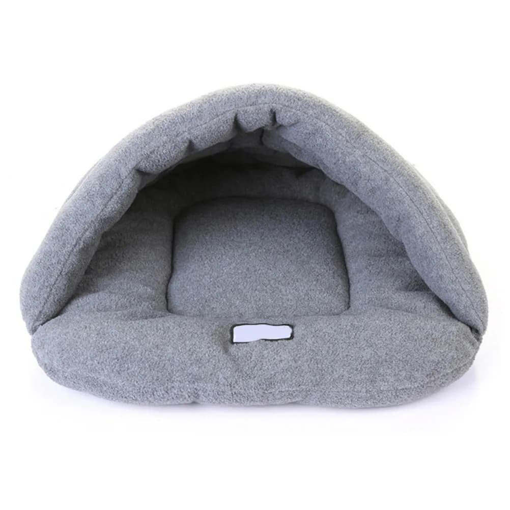 Pet Warm Sleeping Bag Slipper Shape Bed Grey Size S Cotton-Padded Cushion Puppy Cat Kitten Dog Cozy Nest Mat Breathable