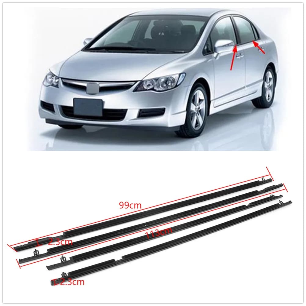 For Honda Civic 2006 2007 2008 2009 2020 2011 Sedan 4 Door Exterior Window Weatherstrip Seal Strip Moulding Trim Sealing Belt