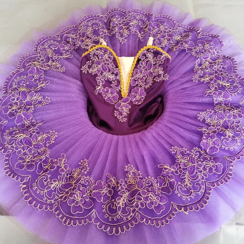 Ragazze balletto Tutu professionale vestito viola adulto cigno lago Pancake Ballerina costumi di scena danza balletto body Tutu Dress