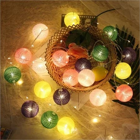 Luci a Sfera di Cotone 4CM 10LED/20LED, Ghirlanda Luminosa per Matrimoni e Feste, Decorazione Natalizia per Casa e Camera da Letto, a Batteria