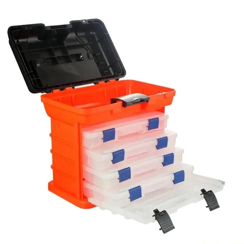 31BE 4 Layered Fishing Storage Box Hooks Mobile baits Toolbox with Handle