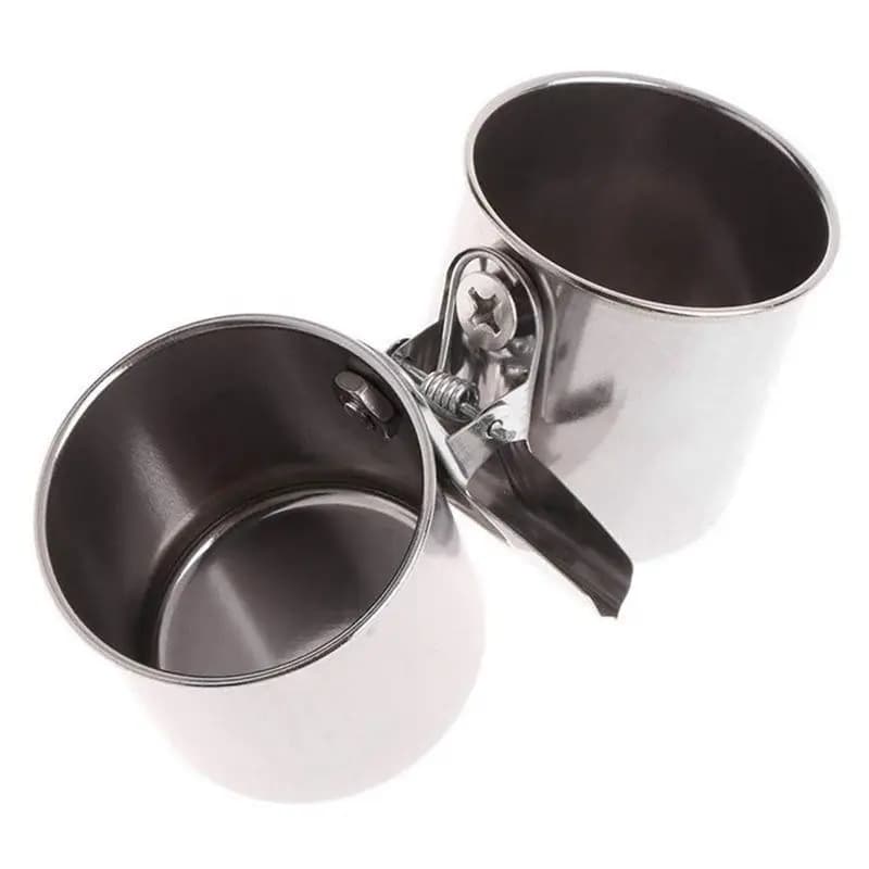 AEE4-Stainless Steel Birds Parrot Feeder Round Aviary Pet Food Water Feeding Bowl