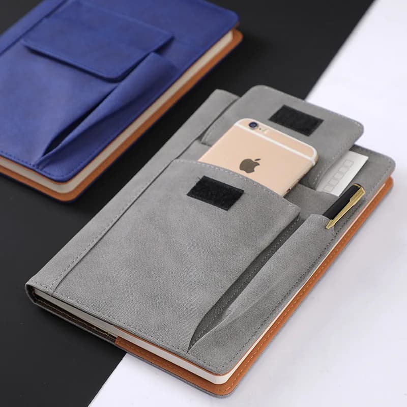 A5 Notebook 100 Sheets PU Leather Cover Notebooks with Insert Slip Pocket Bag Pen Holder Office Notepad Journal Stationery