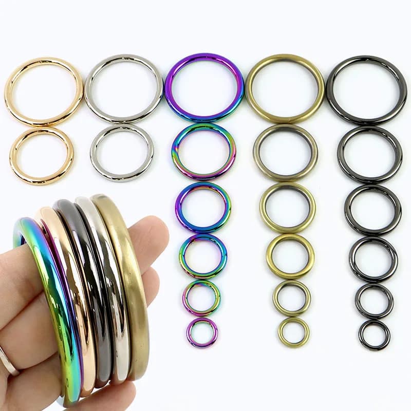 10Pcs 15/19/25/32/38/50mm Metal O Ring Buckles for Bag Strap Dog Collar Belt Loop Clasp KeyChain Crochet Hook Rings Accessories