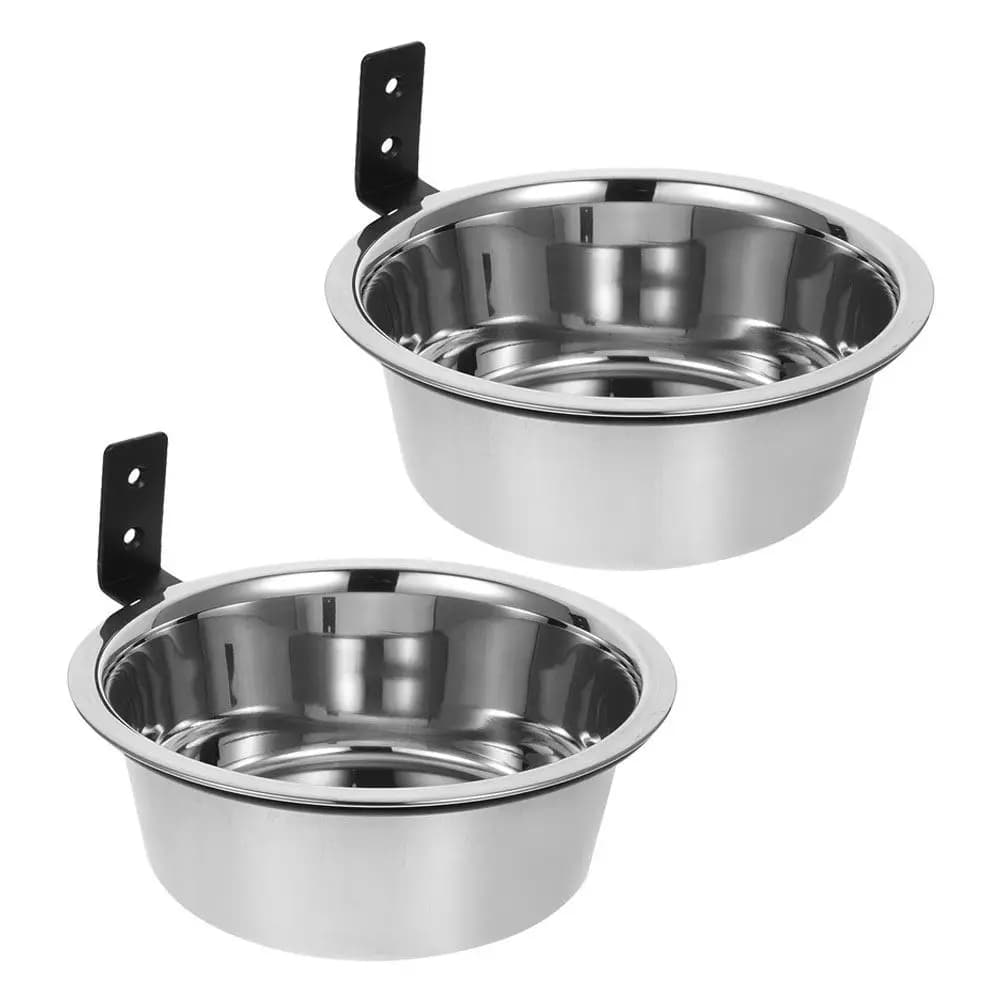 2 Set di Ciotole Rialzate in Acciaio Inossidabile da Parete per Cani, Ideali per Alimenti e Acqua, Perfette per Gabbie