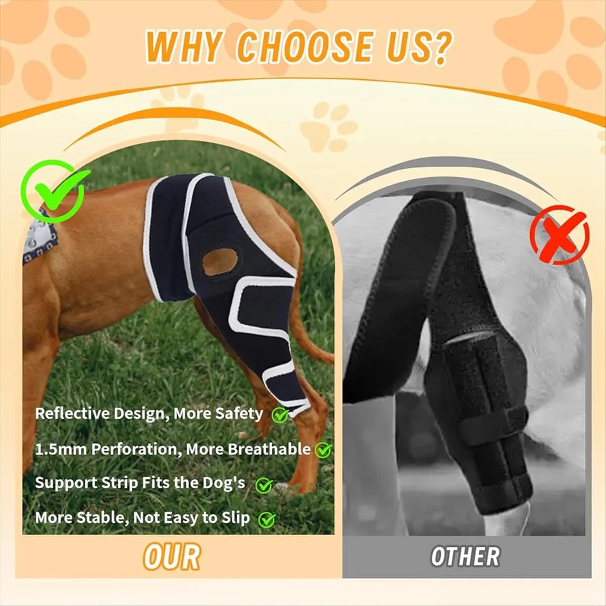 Ginocchiera per cani per lesioni Acl e Ccl - Supporto regolabile con stabilizzatori metallici - Aiuta a dolori articolari, L