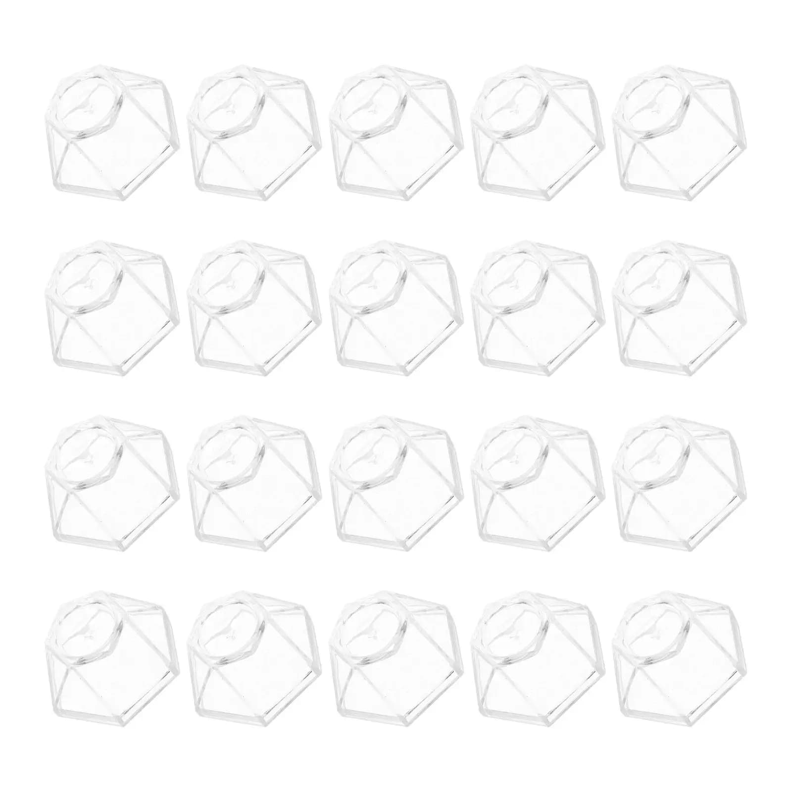 20Pcs Hexagon Acrylic Display Base Crystal Ball Holder Clear Pedestal Stand Mineral Specimens Jewelry Baseball Tennis Exhibits