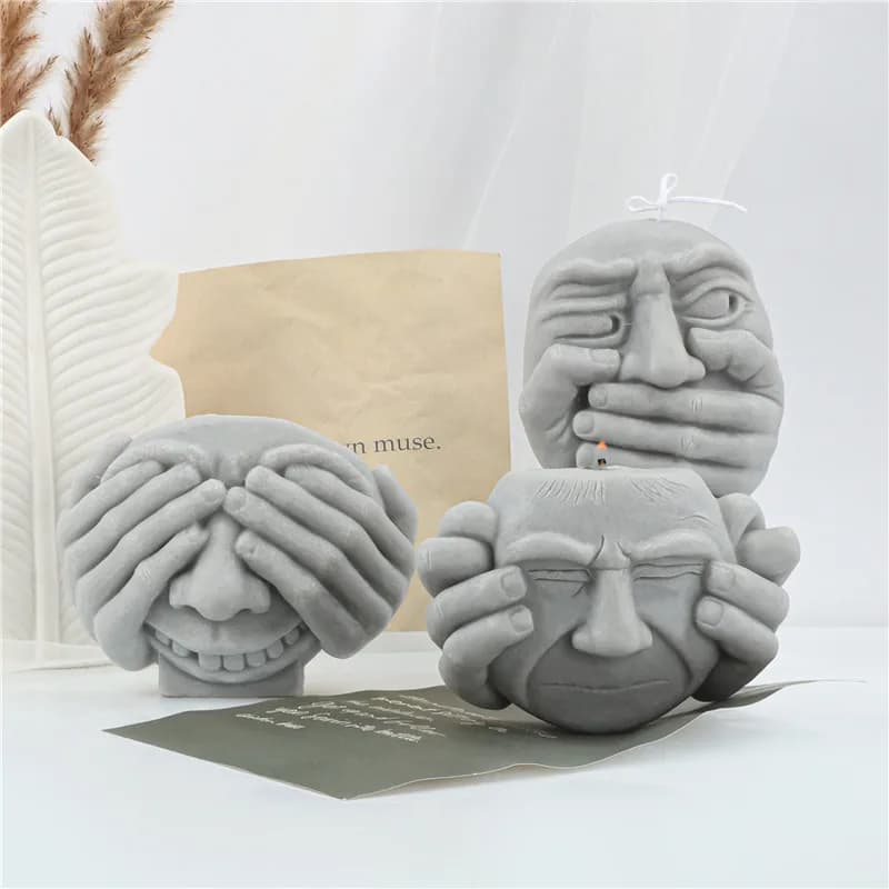 Grande faccia divertente stampo per candele in Silicone pasqua Halloween Decor teschio scheletro resina gesso cubo di ghiaccio forma di stampo per sapone per candele