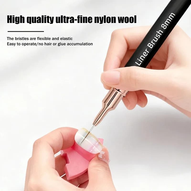 Set of 5 Nail Art Brushes of Various Sizes, Nail Drawing Tool 4/8/12/20/25mm, Handle Pen for Lengths and Details